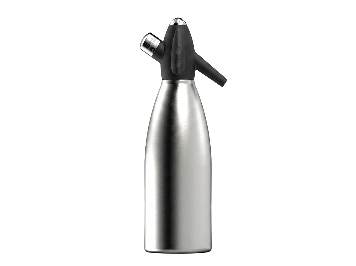 MW-SD002 one litre 304 stainless steel soda siphon with a black lever head