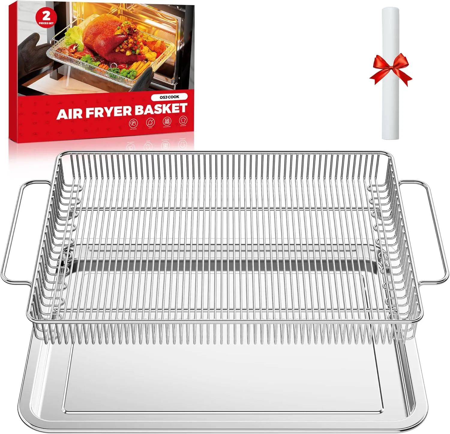MX-ABT40N wire basket with projecting handles above a tray beside its printed box.