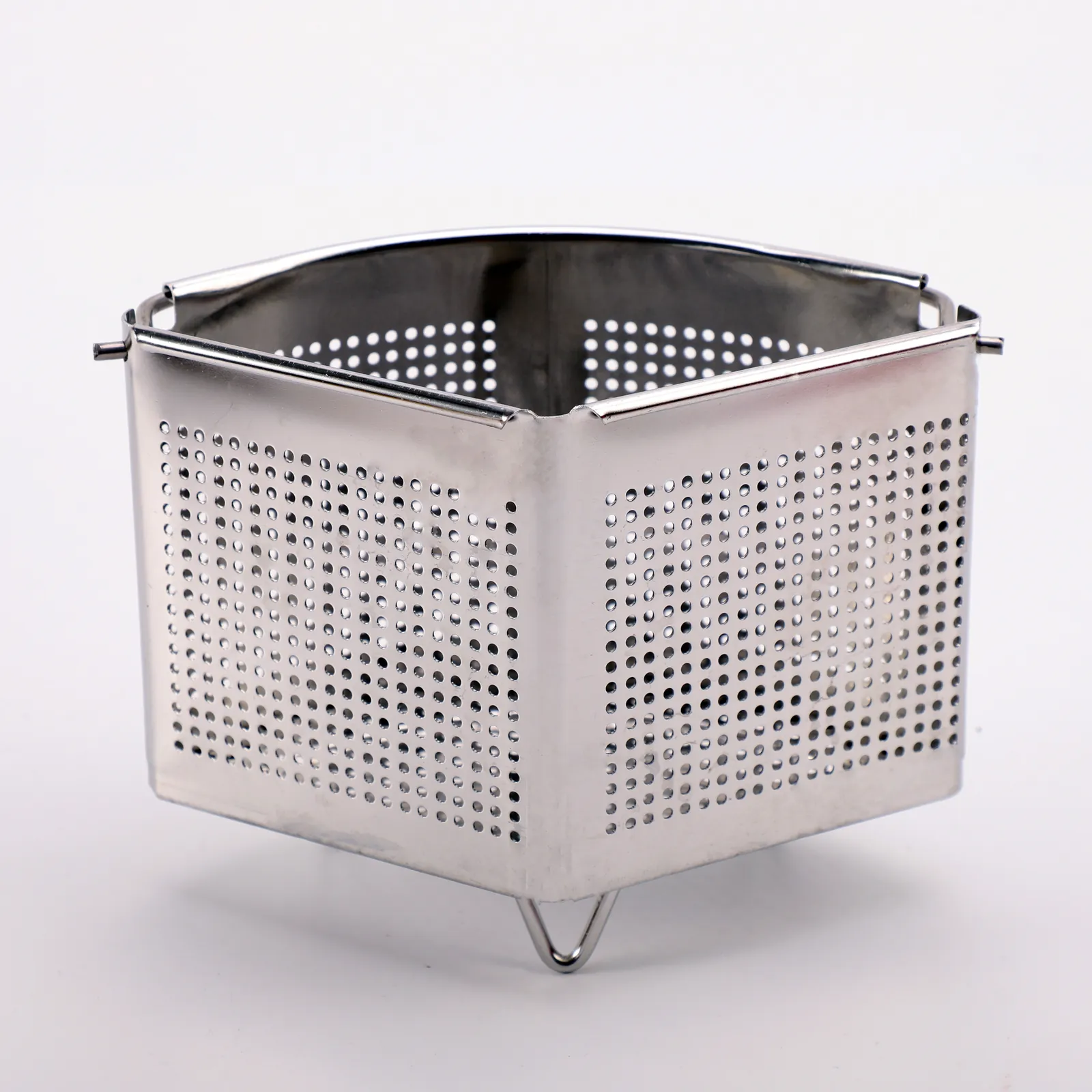 A single triangular section of an 18 cm Stainless Steel Divided Basket (MX-DB02S) with perforated walls.
